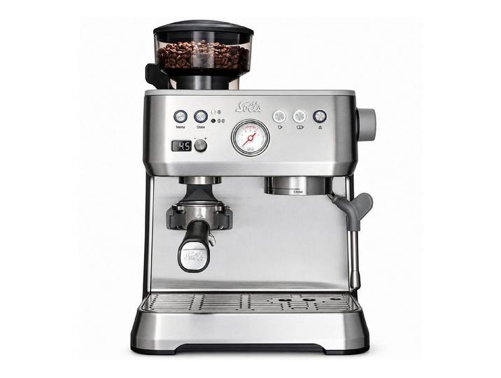 SOLIS OF SWITZERLAND Siebträgermaschine Crema Bar Silber, Typ 1009, Siebträger 54 mm, PID-Thermoblock, Manometer, 250-g-Bohnenbehälter