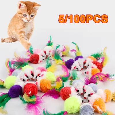 Inspired Finds Colorful Feather Mouse Cat Toy For Interactive Hunting & Play Training 100pcs