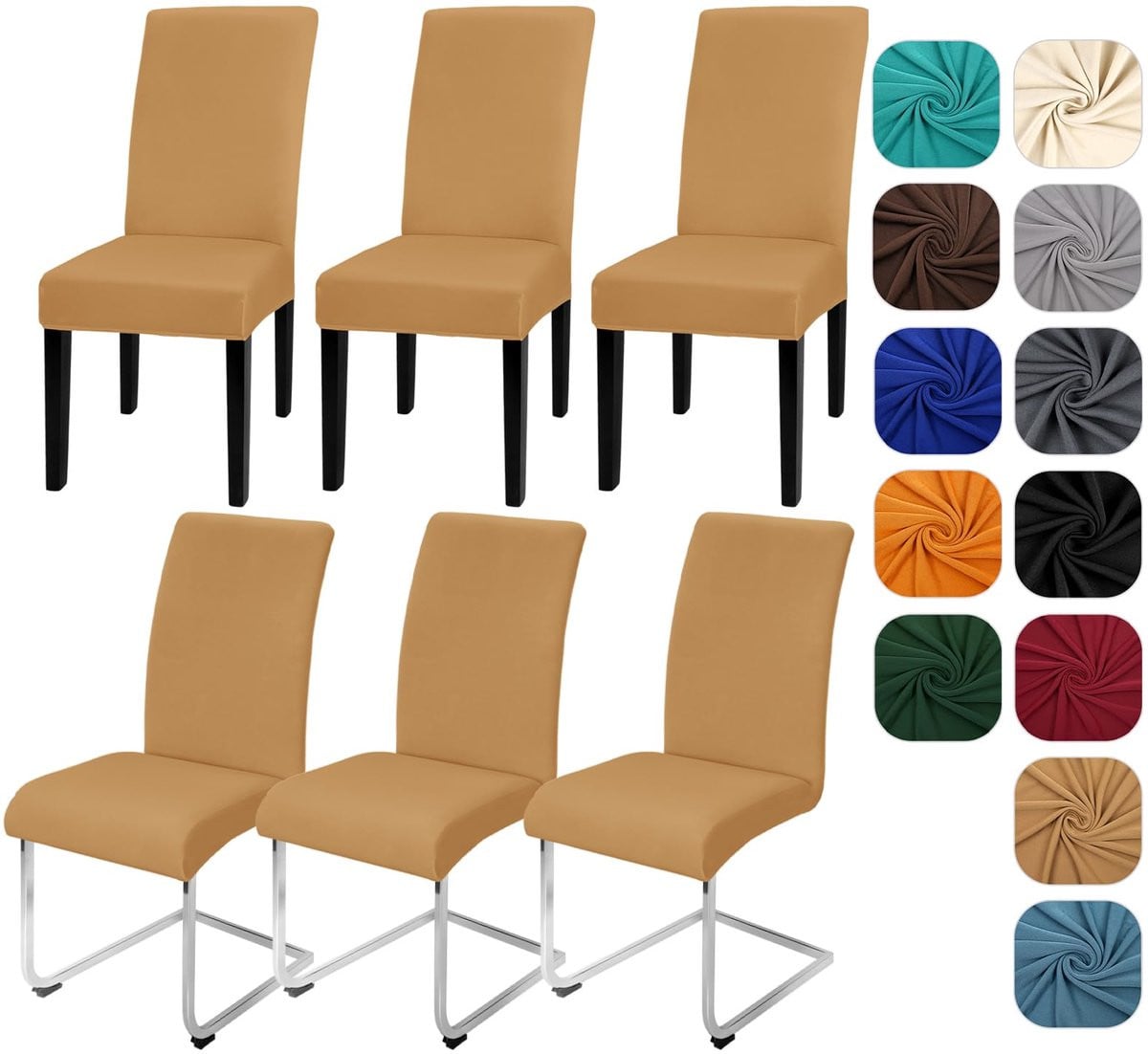 Unyqoos Set van 6 elastische stoelhoezen voor eetkamerstoelen