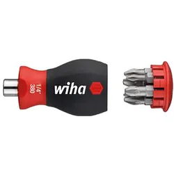 Wiha Schraubendreher mit Bit Magazin magnetisch Pozidriv, Phillips mit 6 Bits, Stubby, 1/4 zoll in SB-Kartonverpackung - 33741