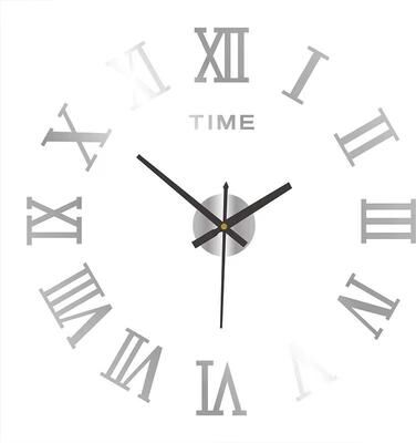 Inspired Finds Large 3D DIY Wall Clock Frameless Silent Sticker Modern Wall Decor roman Num silver