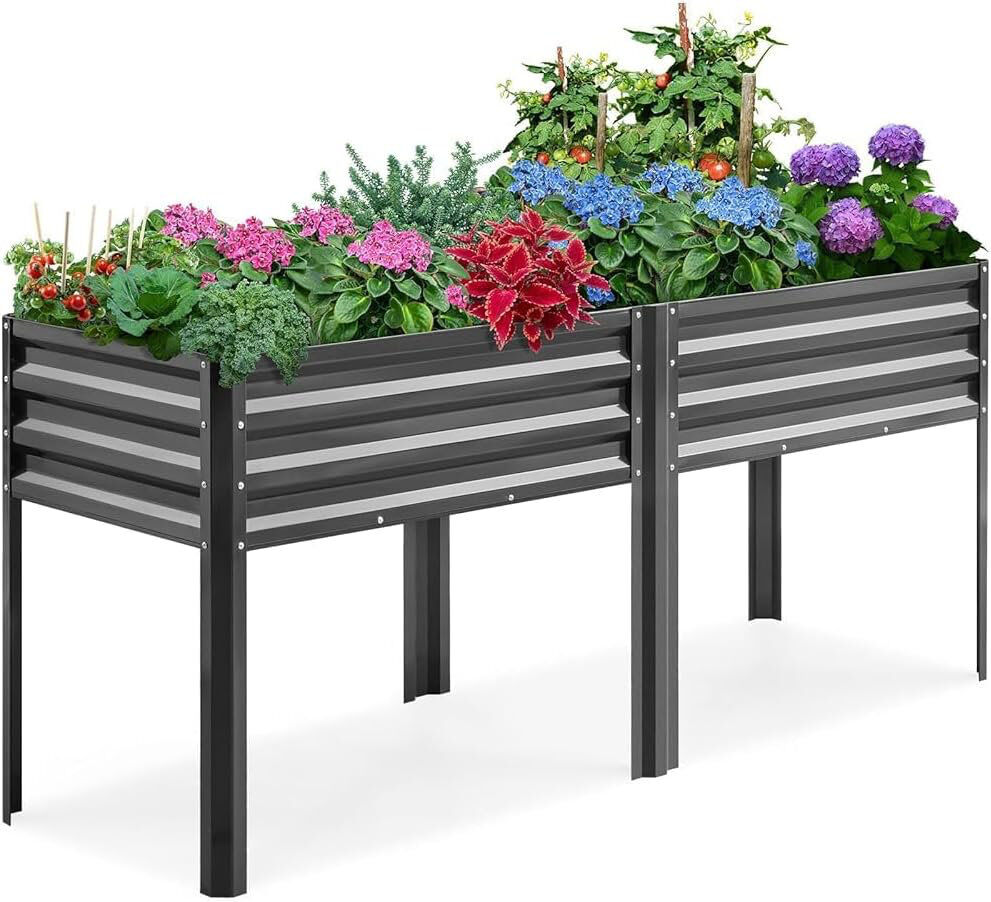 Dakota Fields Outdoor Elevated Planter Grey 180 x 58 x 80cm