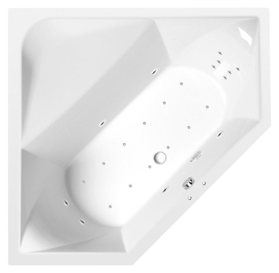 Polysan FLOSS Whirlpool-Badewanne, 145x145x50cm, Attraction Hydro-Air, Chrom