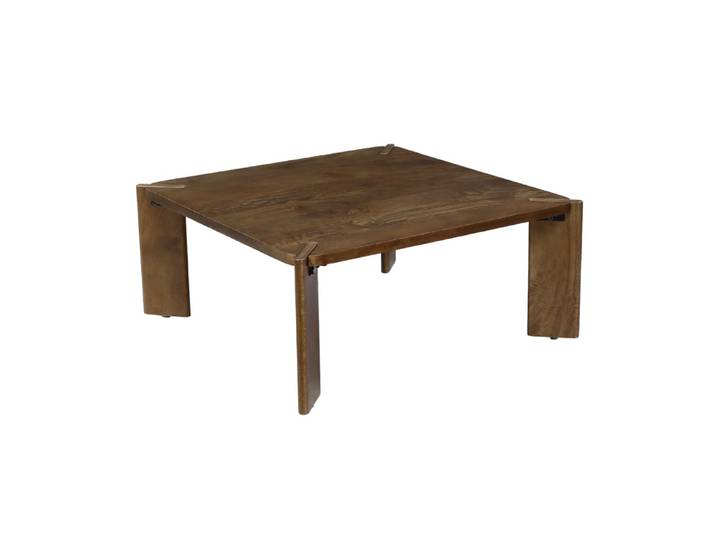 Table basse exotique carrée bois massif 80cm noyer
