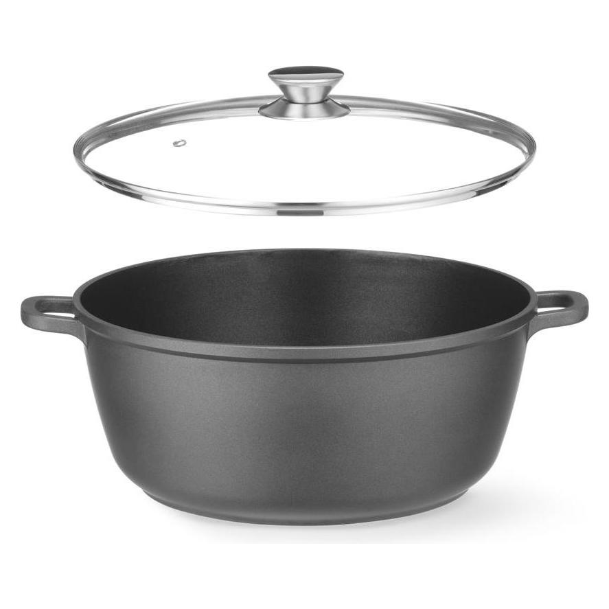 Hendi Kasserolle mit Antihaft-Beschichtung,, 7L, Schwarz, 367x290x(H)122mm (Stielkasserolle, 29 x 12.20 cm) (59935116)