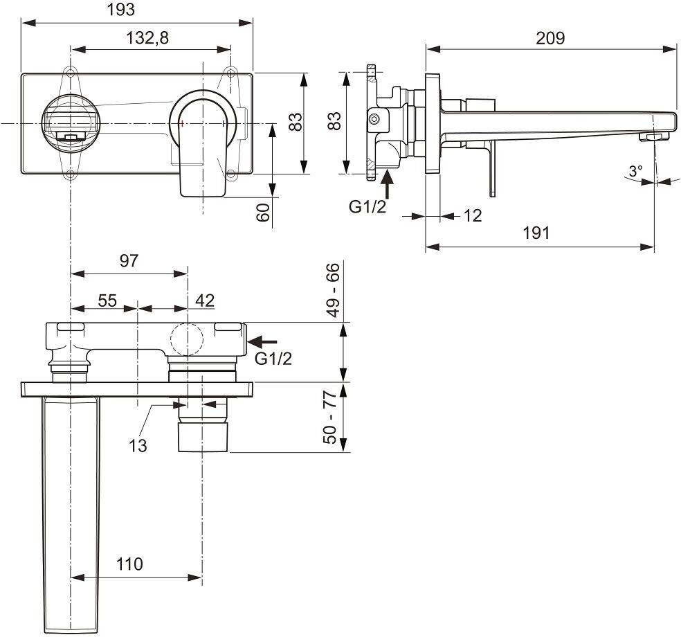 Ideal Standard Wand-Waschtischarmatur