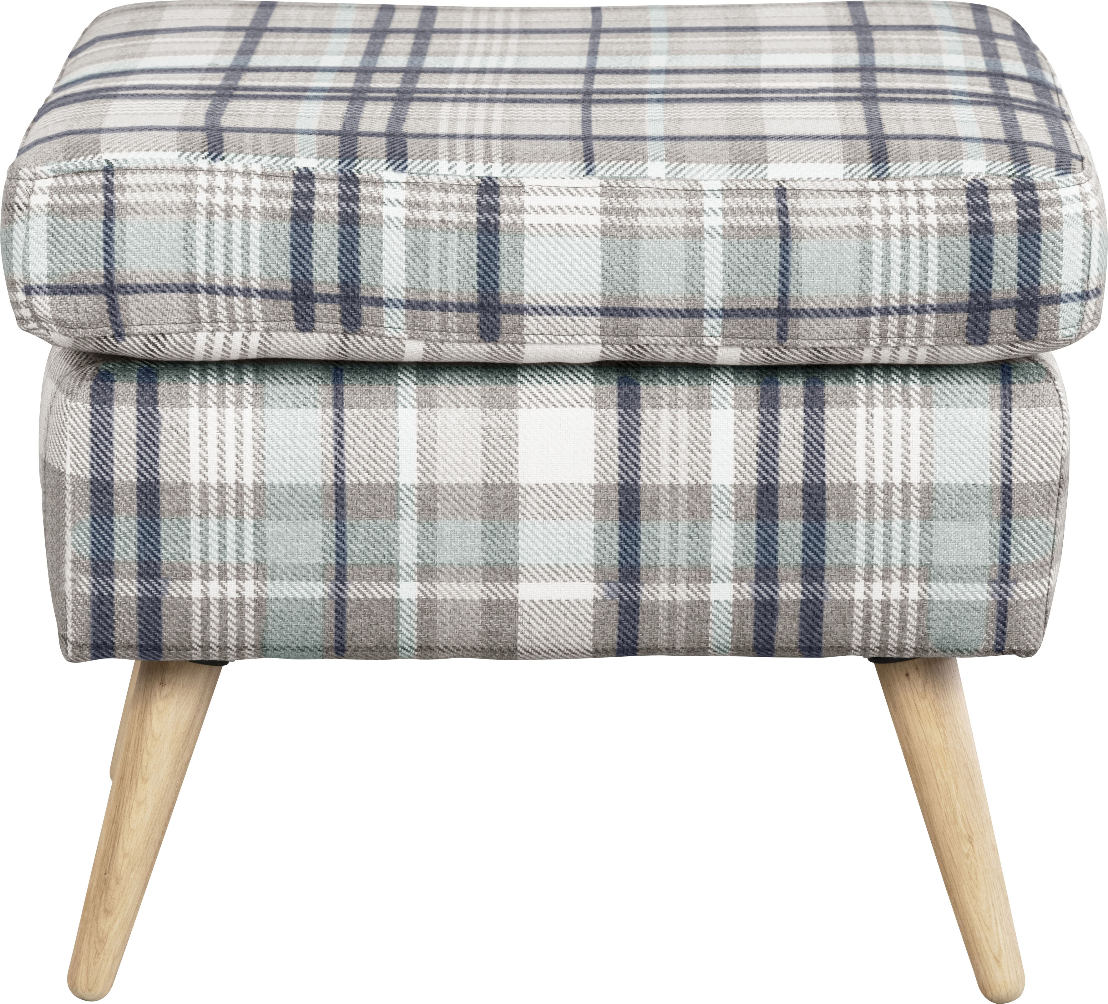 Hocker HOME AFFAIRE "Charles", blau (beige, hellblau), B:58cm H:49cm T:58cm, 100% Polyester, Hocker, Hocker, passend zum Sessel "Charles" beige, hellblau B/H/T: 58cm x 49cm x 58cm, Struktur karo