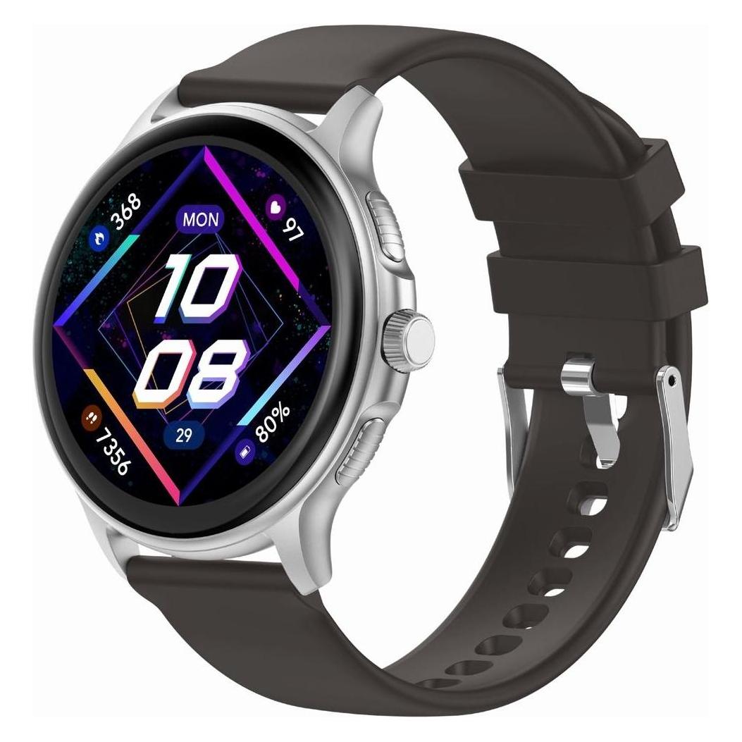 Gravity GT12-7 Damen-Smartwatch, schwarzes Silikonarmband + silbernes Armband (49 mm, ohne SIM) (GT12-7)