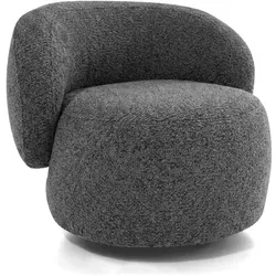 SESSEL Mao, Drehsessel mit runder Form, Dunkelgrau, Chenille-Stoff