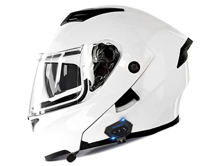 Bluetooth Motorradhelm Motorrad Klapphelm Modularer Helm mit Doppelvisier, ECE Genehmigte Kopfhörer für Automatische Antwort, Vollvisierhelm für Erwachsene Männer Frauen, S-XXL