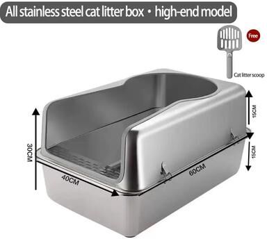 Uplift Treasures Stainless Steel High Side Cat Litter Box all Steel