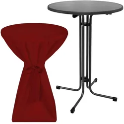 STEHTISCH Sylt Ø 80cm Grau mit Premium Stehtischhusse Ø 80cm Bordeaux