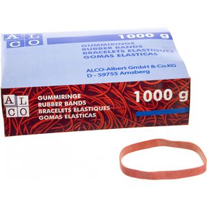Alco Gummibänder 763/1, Länge 150mm, Breite 10mm, rot, 1000g