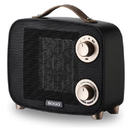 Sogo Vintage Portable PTC Heater with Modern Safety Black (1500 W) (SOGO089)