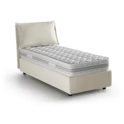 Armaduk - Einzelbett, Beige, Matratze Inklusive Made in Italy