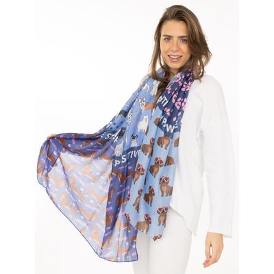 Schal ZWILLINGSHERZ "Pawsitive", Damen, bunt (blau), Web, Obermaterial: 100% Polyester, Modetücher Schal, Hundemuster, farbenfroh, transparent