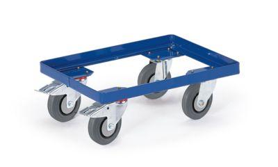 Rollcart Transportsysteme Fahrrahmen für Eurokästen, bis 250 kg, Vollgummi-Räder, L 820 x B 620 x H 170 mm, Stahl, enzianblau RAL 5010