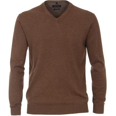 Strickpullover CASAMODA "CASAMODA Pullover uni", Herren, Gr. L, braun, 100% Baumwolle, Pullover Strickpullover