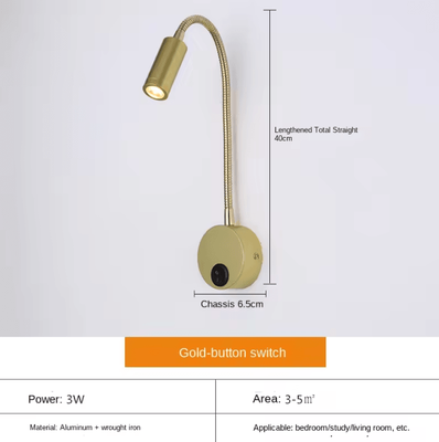 Inspire Curations 3W Flexible Gooseneck LED Reading Wall Lamp golden 3w 3000k