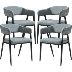 En.Casa, Stühle, Esszimmerstuhl Kohlmand 4er Set Dunkelgrau (4x)