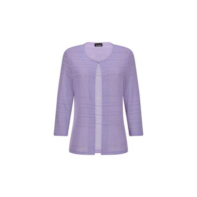 Sommerjacke GOLDNER "Shirtjacke mit Häkchenverschluss", Damen, Gr. 46, lila (flieder), Obermaterial: 100% Polyester PES., gerade, Jacken, luftig leichte Stoffquälität