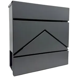 Relaxdays Metall Briefkasten mit Zeitungsfach Anthrazit