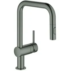 Grohe Minta Spültisch-Einhebelmischer 32322AL2 hard graphite gebürstet, herausziehbare Dual-Spülbrause, U-Auslauf
