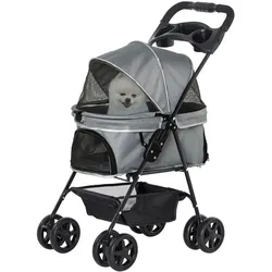 PawHut Hundewagen Pet Stroller für kleine Hunde Haustierwagen Oxford Grau