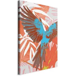 Artgeist, Bilder, Exotic Wings - Parrot Among Abstract Leaf Patterns (80 x 120 cm)