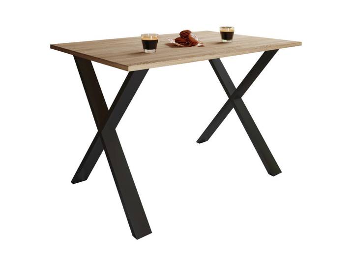 Mid.you Esstisch, Schwarz, Sonoma Eiche, Metall, rechteckig, X-Form, Esszimmer, Tische, Esstische