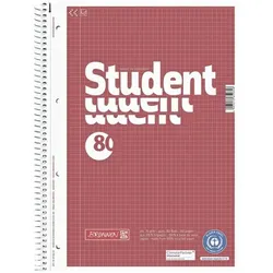 Brunnen Collegeblock »Student« A4 kariert, Recyclingpapier rot