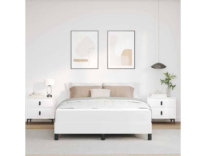 Elégant Lit Double moderne Structure de lit avec matelas Blanc pur 140 x 190cm tissu &0_9195029