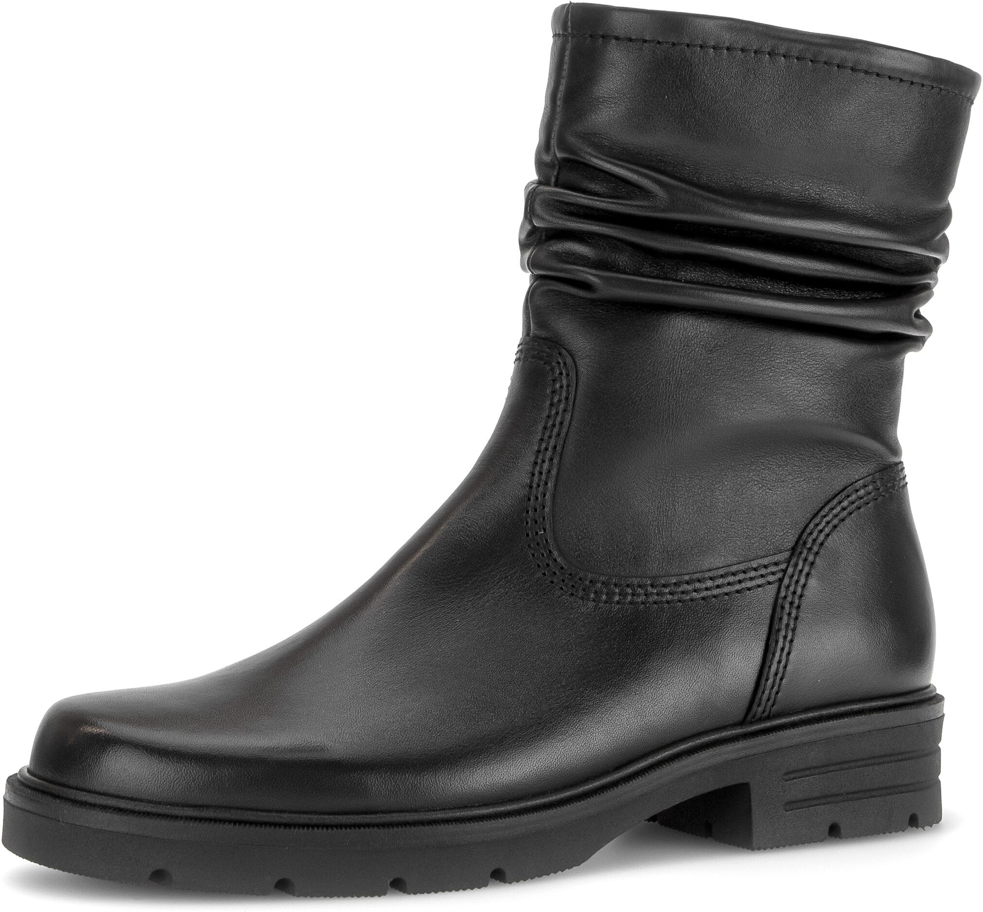 Stiefelette GABOR, Damen, Gr. 38, wärmend, schwarz, Kalbsleder, unifarben, Schuhe Stiefelette, Blockabsatz, Boots mit slouchy Falten am Schaft