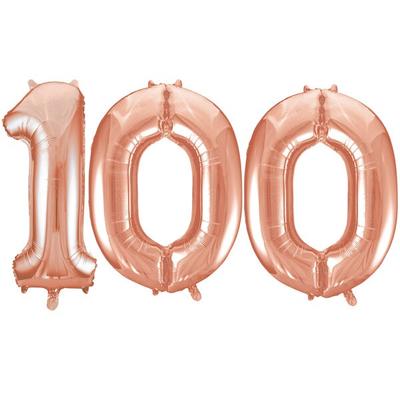 XL Folienballon roségold Zahl 100