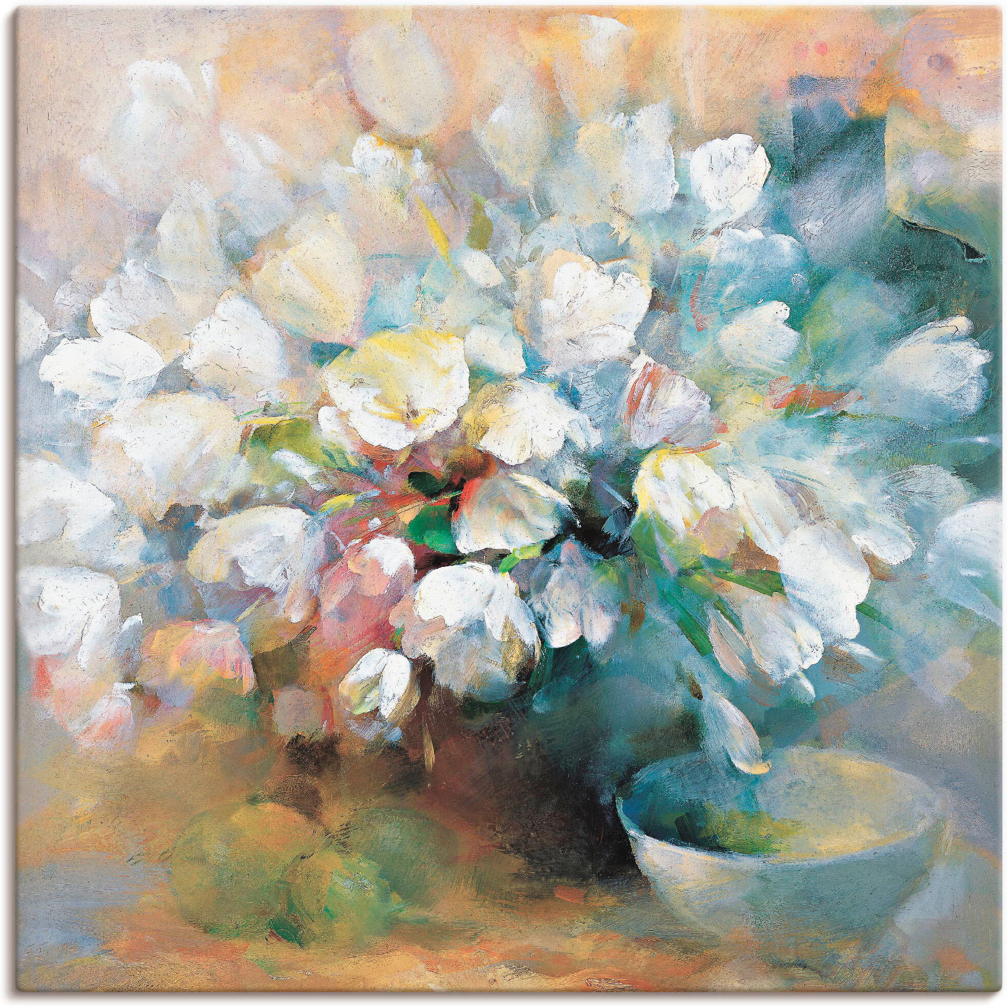 Leinwandbild ARTLAND "Strahlend weisse Tulpen I", braun (farbe bild(er): braun), B:30cm H:30cm, Bilder, Leinwandbild, auf Holzrahmen gespannt farbe bild(er): braun B/H/T: 30cm x 30cm, Leinwandbild Blumen quadratisch, 1 Stk.