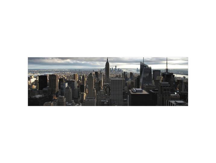 Fani Küchenrückwand Smart - Glas, Dunkelgrau, Metall, Kunststoff, Skyline, 210x63.7x0.6 cm, mit Dekor, Spritzschutz, individuell zuschneidbar, Echtglas-Optik, eventuelle Anpassungen vor Ort nötig, Küchen, Küchenausstattung, Küchenrückwände