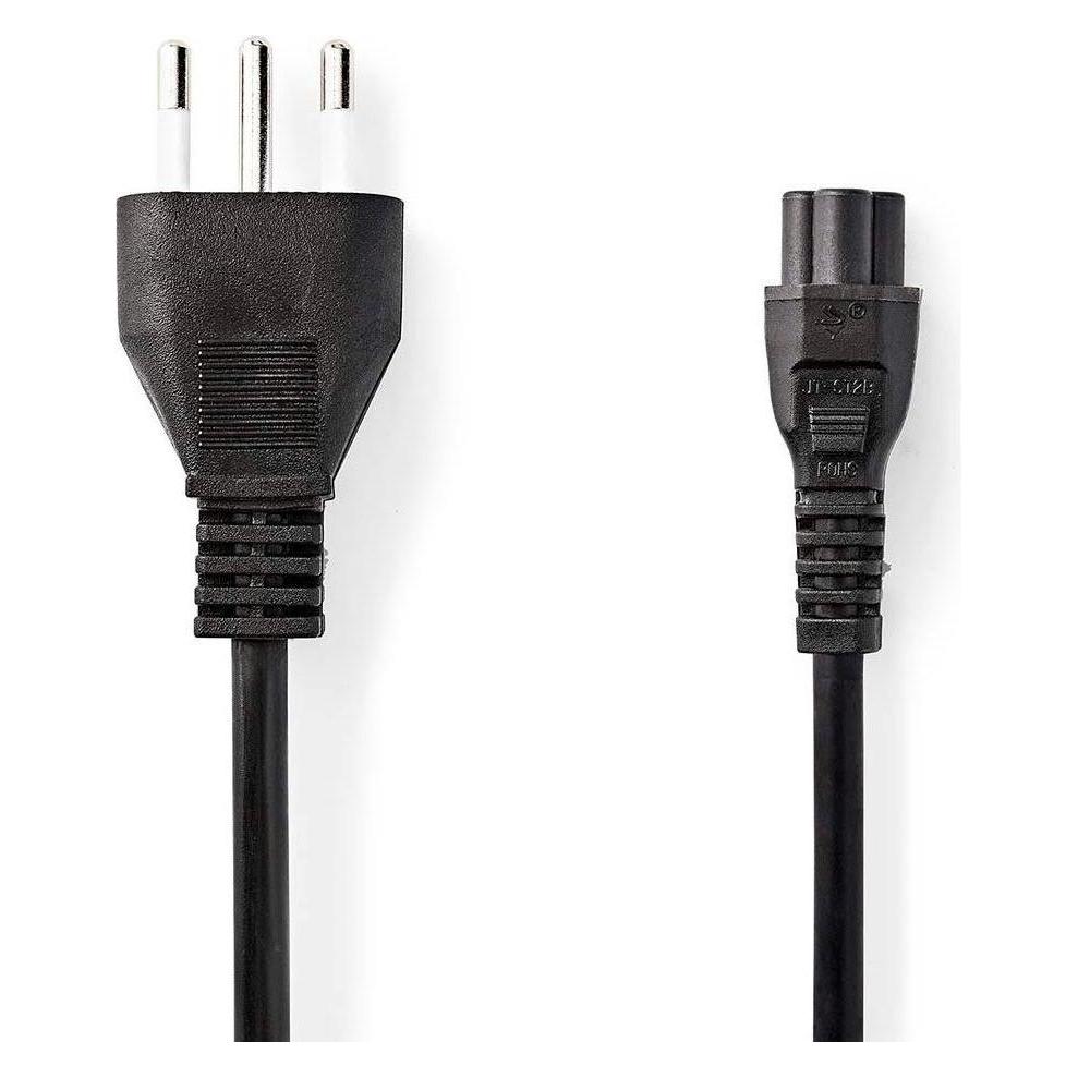 Nedis Stromkabel | Italien Stecker | IEC-320-C5 | Gerade | Gerade | Vernickelt | 2.00 m | Rund | PVC (2 m) (CEGL11320BK20)