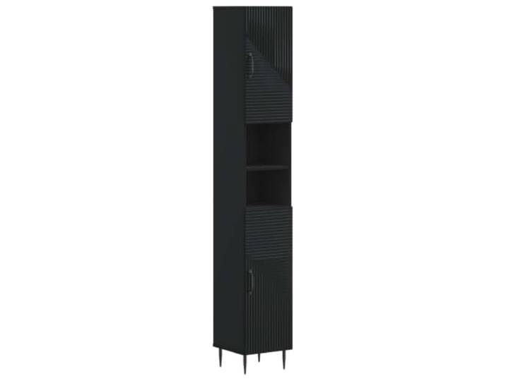 Makastle Badezimmerschrank mit offenem Regal Schwarz