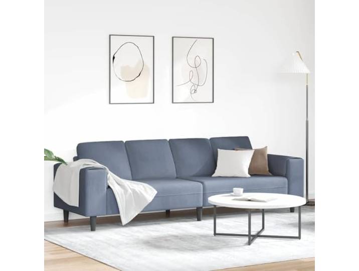 ZQQLVOO Sofa Blau 250 cm Cordstoff mit Schwarzen Füßen Atmungsaktives Design, Federkissen, Quadratische Armlehnen, Langlebig, Für Wohnzimmer