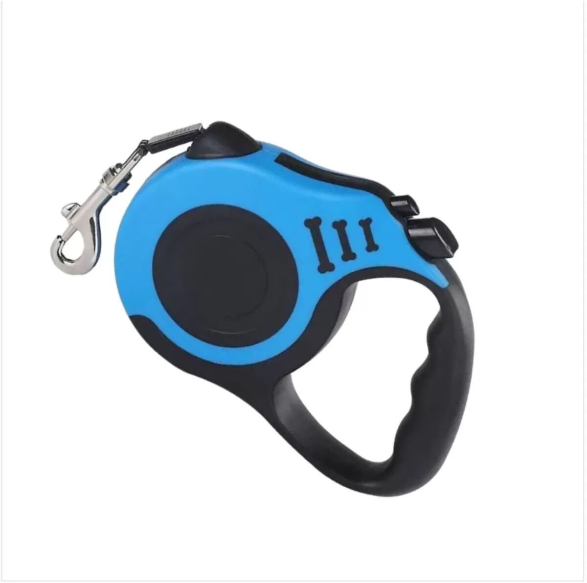 INF Laisse rétractable automatique 5M compatible with One-Hand Brake & Auto-Lock, Poignée antidérapante, Polyester avec Bleu