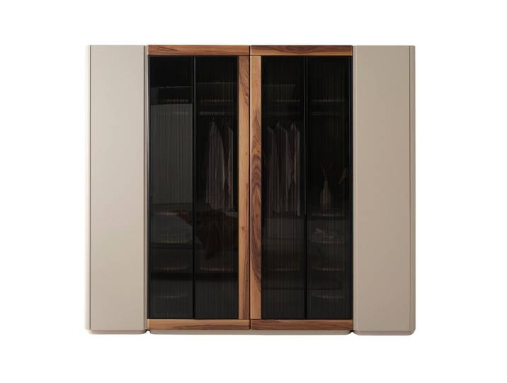 Villa Möbel Kleiderschrank (Kleiderschrank, 1-St., 6 trg. Kleiderschrank) Sechstüriger Kleiderschrank mit Glasoptik und viel Stauraum