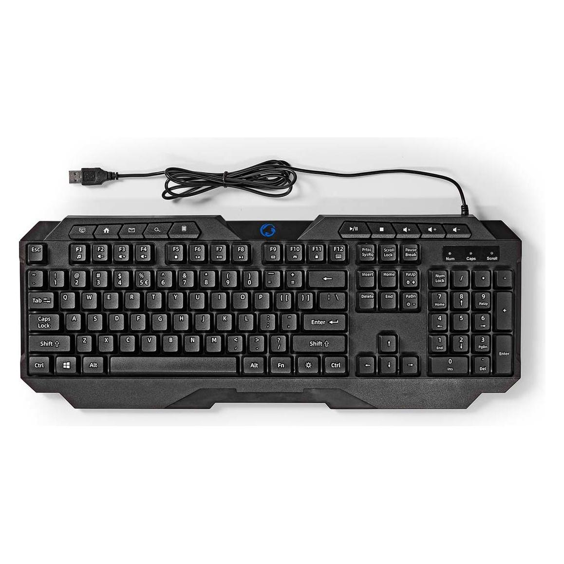 Nedis Wired Gaming Keyboard | USB Type-A | Folientasten | LED | QWERTY | US-Layout | Netzkabellänge: (US, Kabelgebunden) (GKBD110BKUS)