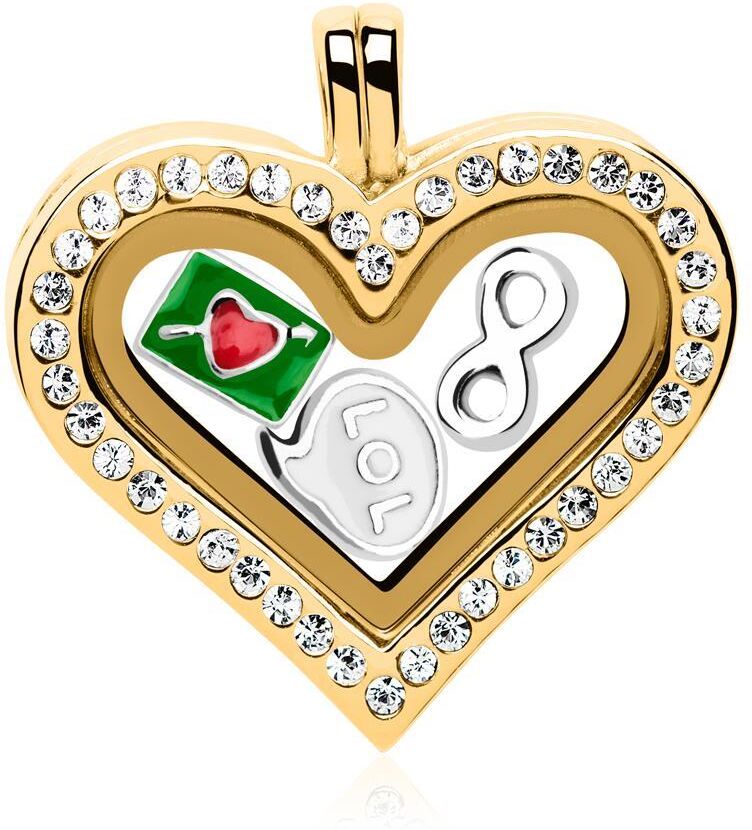 Unique Herz Medaillon Charms Silber gold Set gold
