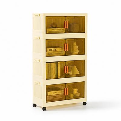 Proregal BERLINLODGE Aufbewahrungsbox EasyCube stapelbar mit 4 Ebenen und Rollen HxBxT 25,5x60x28 38 L Transparante und magnetische Türen Weiß-Transparent