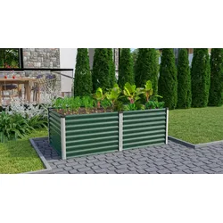 Vitavia Hochbeet Meta 96 x 188 cm rechteckig - 950/1300 l 63 cm Seegrasgrün mit alufarbenen Profilen