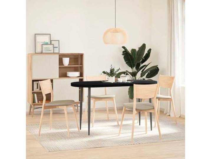 KTHLBRH Tischplatte Eiche massiv oval 140 x 60 x 4 cm Dunkelbraun Glatte Oberfläche, einfache Reinigung, vielseitig einsetzbar für Couchtisch oder Bar, keine vorgebohrten Löcher