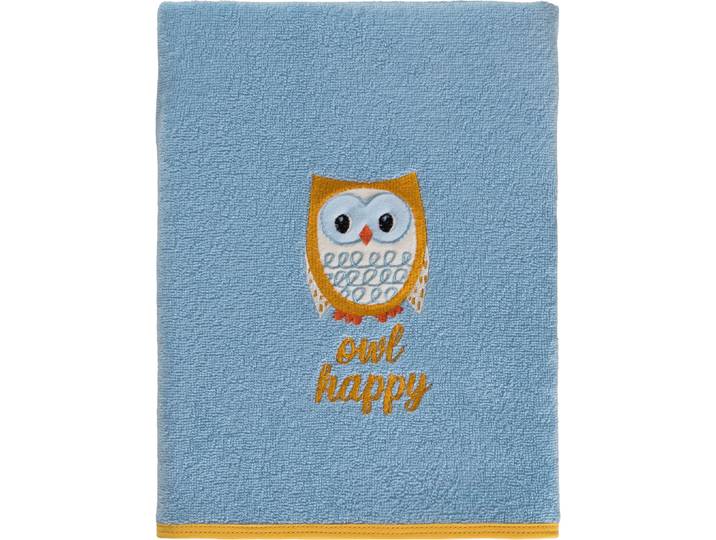 Handtuch EGERIA OWL , blau (hellblau), B:50cm L:90cm, Frottier, Baumwolle, Handtücher, Handtuch, mit Eulen Applikation
