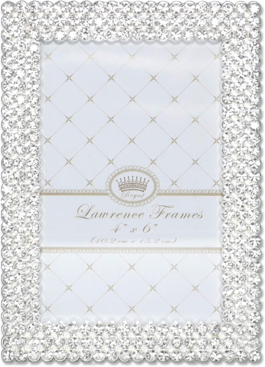 Luxe Zilveren Metalen Fotolijst met Kristallen - 10x15 cm - Staand en Liggend