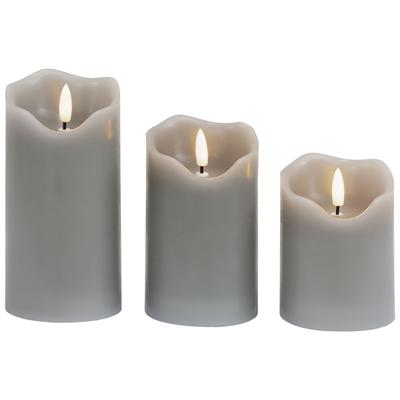 BONETTI LED Dekolicht "Weihnachtsdeko, 3er Set", grau (anthrazit), Ø 7,5cm, 3 Stk., Leuchten, LED-Kerze mit 3D Flamme und Timer