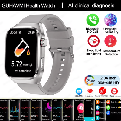 Inspire Curations AI Laser Health Smartwatch With ECG PPG Uric Acid & Blood Pressure Monitor silver